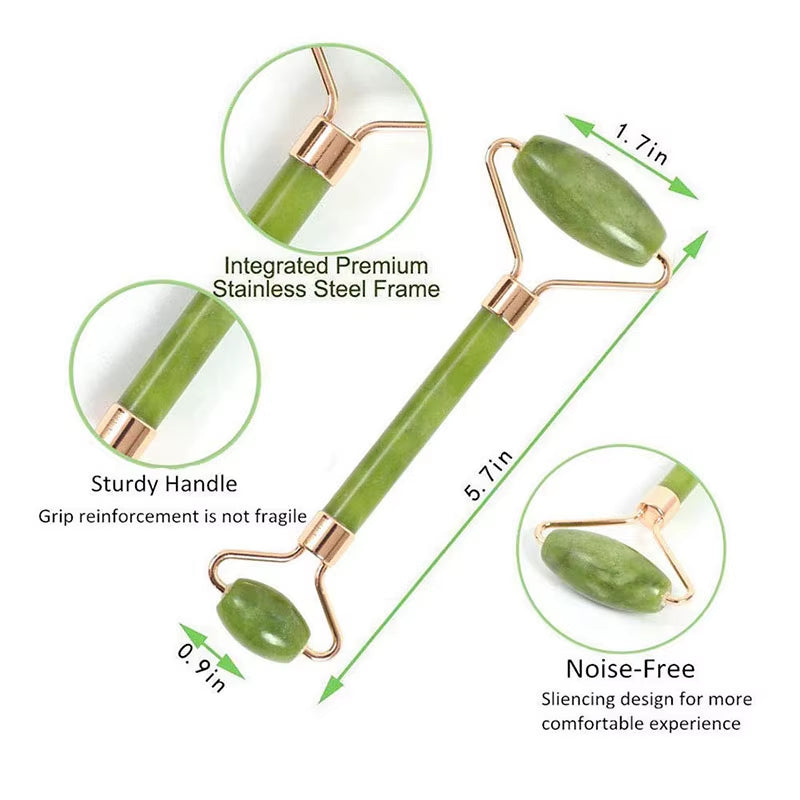 2PCS Gua Sha Natural Stone Gowoman Gua Sha Facial Stone Gua Sha Visage Roller for Face Massager Tool Gouache Scraper LBHL07