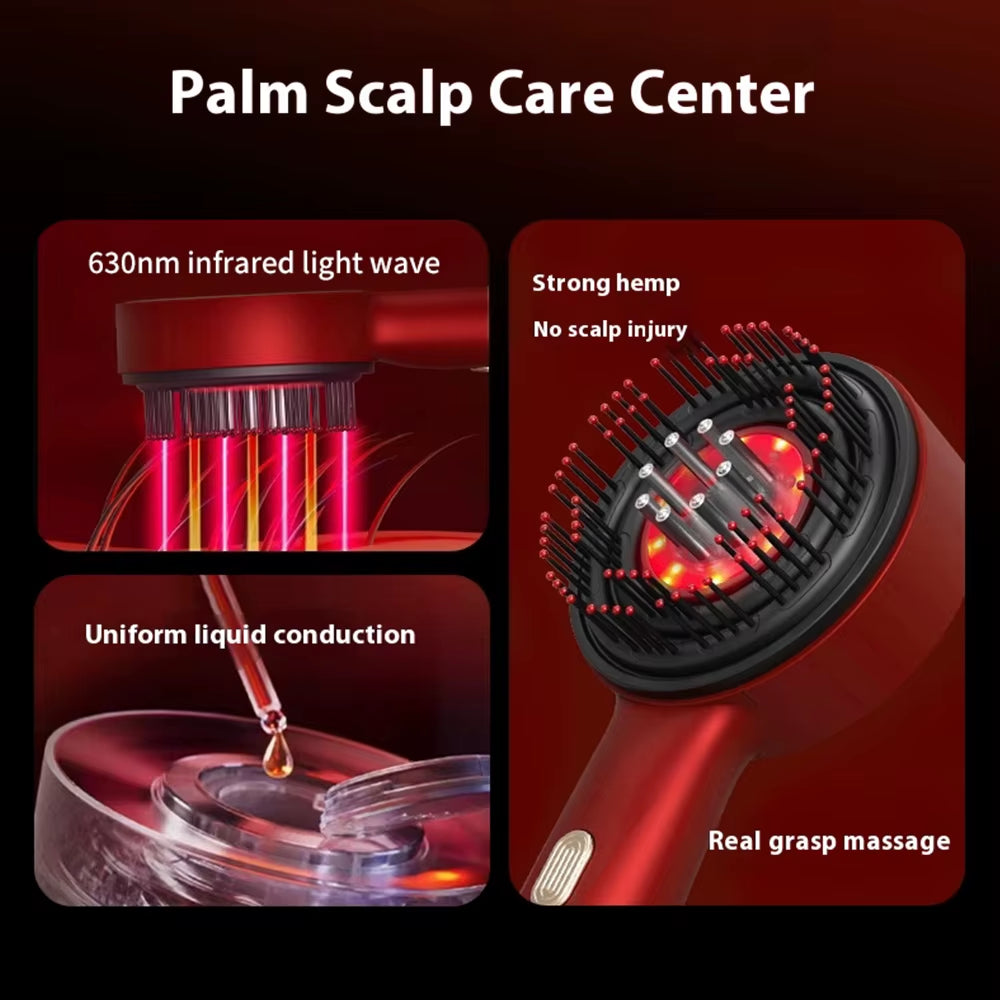 Red Light Therapy Hair Growth Oil Scalp Applicator Liquid Comb Electric Massager 