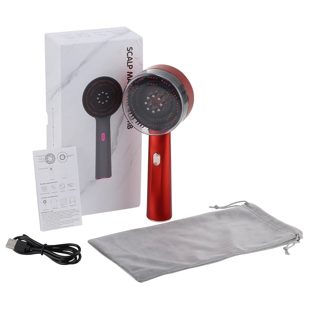 Red Light Therapy Hair Growth Oil Scalp Applicator Liquid Comb Electric Massager 
